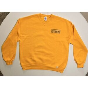 VTG USA Made‎ Russell UNCG Greensboro Sweatshirt Crewneck Mens XL Yellow Preppy